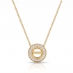 Milgrain Halo Bezel Round Cut Diamond Semi Mount Pendant 18k Yellow Gold 0.17Ct - javda.com 