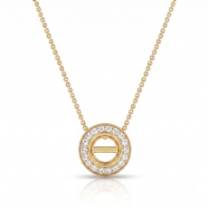 Milgrain Halo Bezel Round Cut Diamond Semi Mount Pendant 18k Gold Yellow  (0.17Ct. tw.)