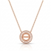 Milgrain Halo Bezel Round Cut Diamond Semi Mount Pendant 14k Rose Gold 0.17Ct - javda.com 