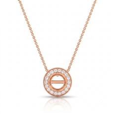 Milgrain Halo Bezel Round Cut Diamond Semi Mount Pendant 18k Rose Gold  (0.17Ct. tw.)