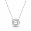 Milgrain Halo Bezel Round Cut Diamond Semi Mount Pendant 14k White Gold 0.17Ct - javda.com 