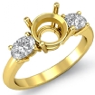 Diamond 3 Stone Engagement Oval Round Ring Semi Mount 18k Yellow Gold 0.5Ct - javda.com 