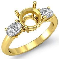 Diamond 3 Stone Engagement Oval Round Ring Semi Mount 14k Gold Yellow  (0.5Ct. tw.)