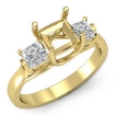 Diamond 3 Stone Engagement Ring 18k Yellow Gold Princess Semi Mount 0.6Ct - javda.com 