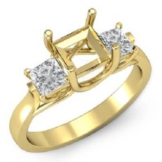 Diamond 3 Stone Engagement Ring 14k Gold Yellow Princess Semi Mount  (0.6Ct. tw.)