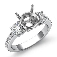 3 Stone Round Diamond Engagement Semi Mount Ring 14K W Gold Pave 0.4Ct