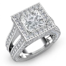 Split Shank Vintage Halo diamond Ring Platinum 950