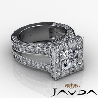 2.5Ct Diamond Engagement Ring Princess Semi Mount Halo Setting Platinum
