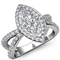 Split Shank Filigree Halo diamond Ring Platinum 950