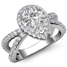 Split Shank Filigree Halo diamond Ring 14k Gold White