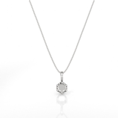 6 Prong Crown Round Cut Semi Mount Bail Solitaire Pendant in 14k White Gold