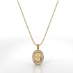Pave Set Round Diamond Halo Oval Cut Solitaire Pendant in 14k Yellow Gold 0.63Ct - javda.com 