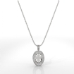 Pave Set Round Diamond Halo Oval Cut Solitaire Pendant in 14k White Gold 0.63Ct - javda.com 