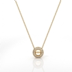 Milgrain Halo Bezel Round Cut Diamond Semi Mount Pendant 14k Yellow Gold 0.17Ct - javda.com 
