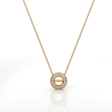 Milgrain Halo Bezel Round Cut Diamond Semi Mount Pendant 18k Gold Yellow  (0.17Ct. tw.)