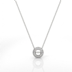 Milgrain Halo Bezel Round Cut Diamond Semi Mount Pendant 14k White Gold 0.17Ct - javda.com 
