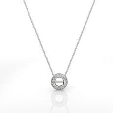 Milgrain Halo Bezel Round Cut Diamond Semi Mount Pendant 14k White Gold 0.17ct.