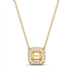 Halo Pave Cushion Diamond Semi Mount Pendant With Chain 14k Yellow Gold 0.12Ct - javda.com 