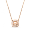 Halo Pave Cushion Diamond Semi Mount Pendant With Chain 18k Rose Gold 0.12Ct - javda.com 