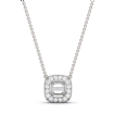 Halo Pave Cushion Diamond Semi Mount Pendant With Chain 14k White Gold 0.12Ct - javda.com 