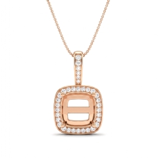 Halo Pave Round Cut Semi Mount Diamond Bail Pendant in 18k Rose Gold  (0.45Ct. tw.)