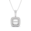Halo Pave Round Cut Semi Mount Diamond Bail Pendant in 14k White Gold 0.45Ct - javda.com 