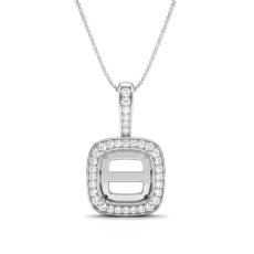 Halo Pave Round Cut Semi Mount Diamond Bail Pendant in 18k Gold White  (0.45Ct. tw.)