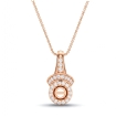 Designer Halo Diamond Pendant Necklace 14k Rose Gold 18 Inch Chain 0.42Ct - javda.com 