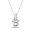 Designer Halo Diamond Pendant Necklace 14k White Gold 18 Inch Chain 0.42Ct - javda.com 