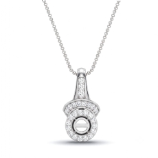 Designer Halo Diamond Pendant Necklace 14k White Gold 18 Inch Chain 0.42Ct