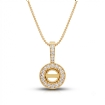 Halo Pave Round Cut Semi Mount Diamond Bail Pendant in 14k Yellow Gold 0.19Ct - javda.com 