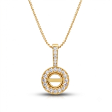 Halo Pave Round Cut Semi Mount Diamond Bail Pendant in 14k Gold Yellow  (0.19Ct. tw.)