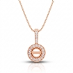 Halo Pave Round Cut Semi Mount Diamond Bail Pendant in 14k Rose Gold 0.19Ct - javda.com 