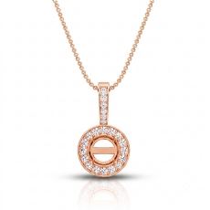 Halo Pave Round Cut Semi Mount Diamond Bail Pendant in 18k Rose Gold  (0.19Ct. tw.)