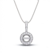 Halo Pave Round Cut Semi Mount Diamond Bail Pendant in 14k White Gold 0.19Ct - javda.com 