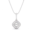 Halo Pave Cushion Cut Semi Mount Diamond Bail Pendant in 14k White Gold 0.17Ct - javda.com 