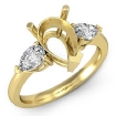 Pear Semi Mount 3 Stone Diamond Engagement Ring 18k Yellow Gold 0.5Ct - javda.com 