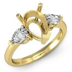 Pear Semi Mount 3 Stone Diamond Engagement Ring 14k Gold Yellow  (0.5Ct. tw.)