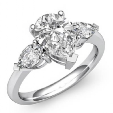 3 Stone Basket Style diamond Ring 18k Gold White