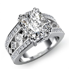 Bezel Set Double Prong diamond Ring 14k Gold White