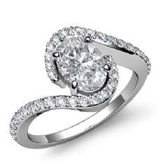 Curve Shank Halo Sidestone diamond Ring 14k Gold White