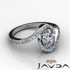 Curve Shank Halo Sidestone diamond Ring 18k Gold White