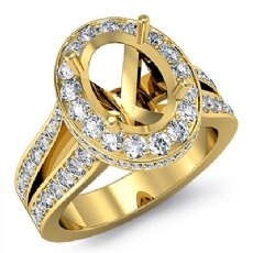 Diamond Engagement SemiMount Ring 14k Gold Yellow Halo Setting Split Shank  (1.3Ct. tw.)