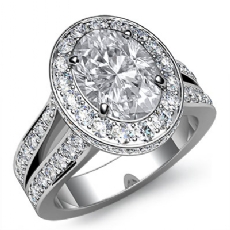 Luxury Women Halo Wedding diamond Ring Platinum 950