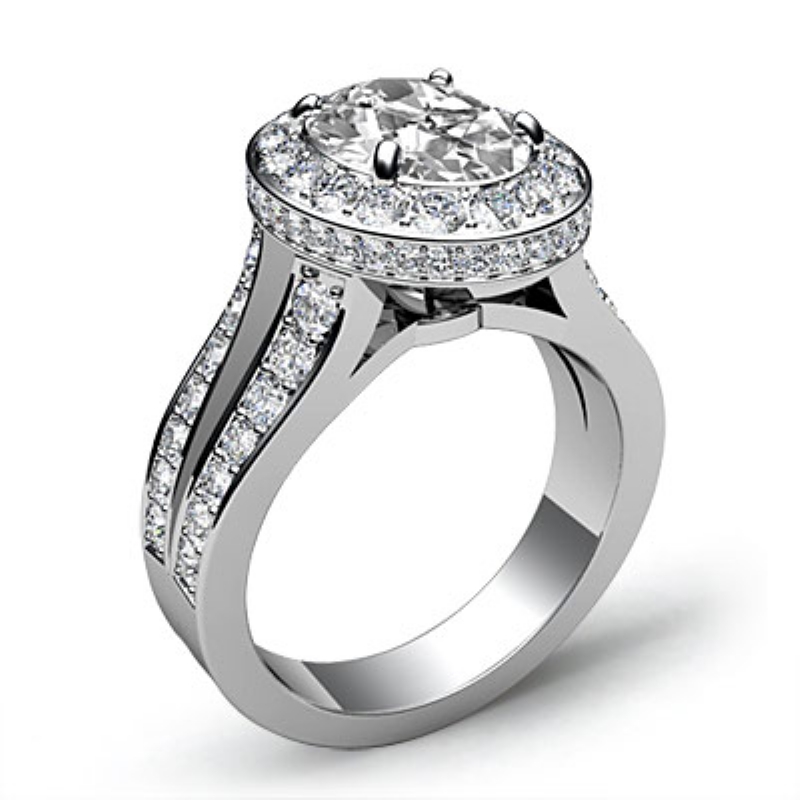 Circa Halo Split-Shank Pave Oval Diamond Engagement Ring Platinum 950 2 ...