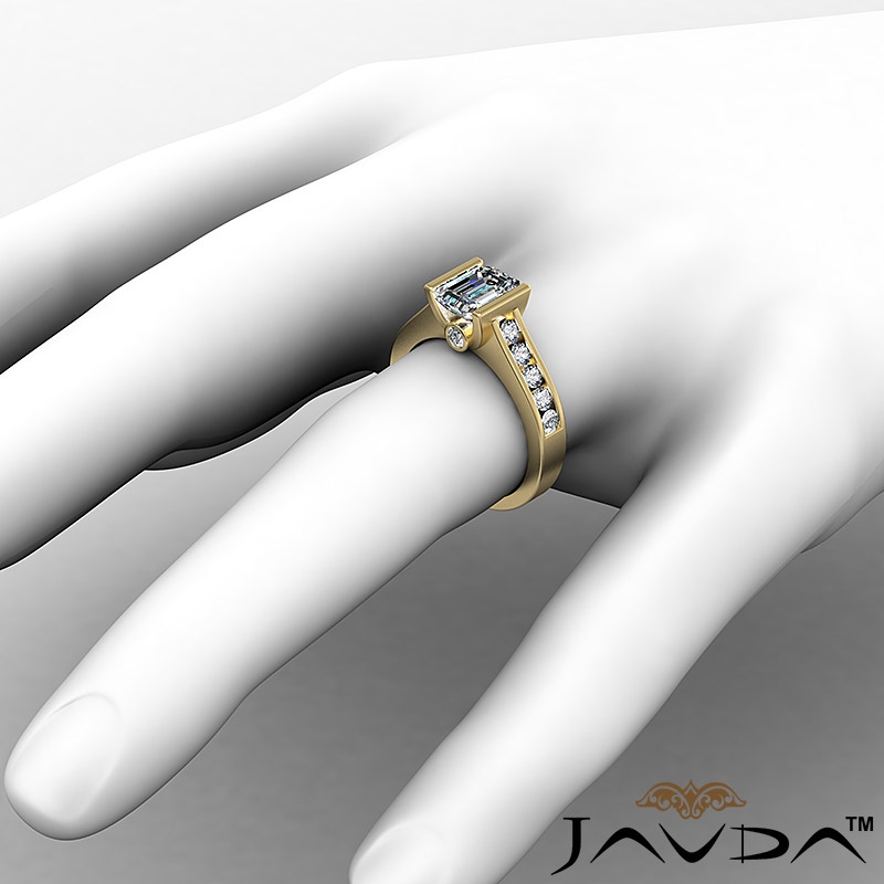 Channel Setting Accent Bezel diamond Ring 14k Gold Yellow