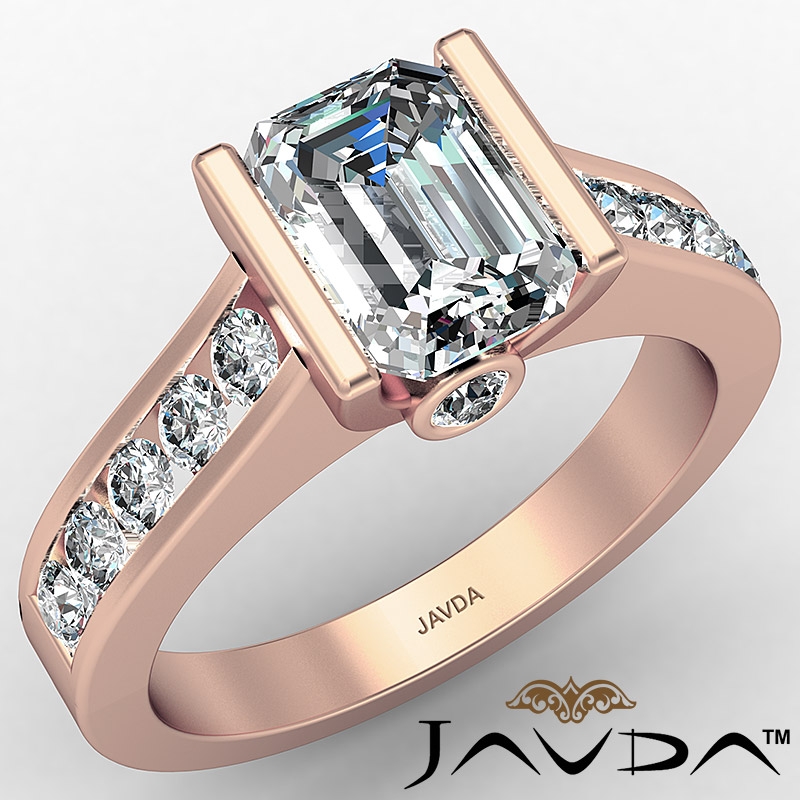 Channel Setting Accent Bezel diamond Ring 14k Rose Gold