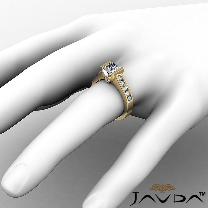 Channel Bezel Tension Setting diamond Ring 14k Gold Yellow