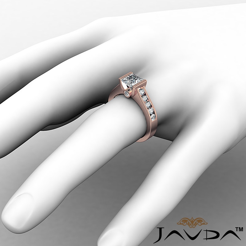 Channel Bezel Tension Setting diamond Ring 14k Rose Gold