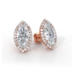 Halo Marquise Claw Prong Lab grown Diamond Earring IGI 14k Rose Gold  (2.24Ct. tw.)